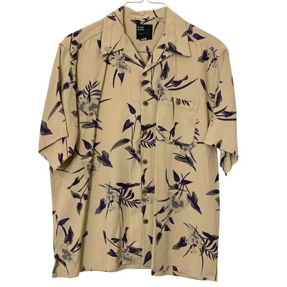 Island Heaven Floral Hawaiian Tropical Shirt 100% Silk Mens XL Button-Up S/S - Picture 1 of 5